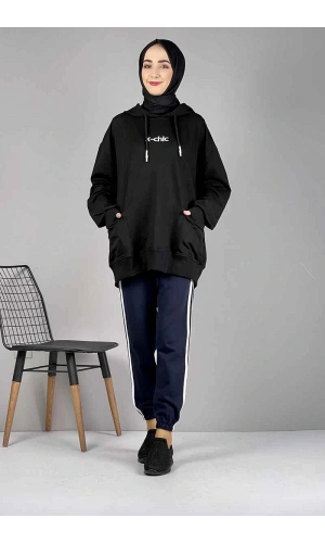 Şerit Detaylı Eşofman Altı Lacivert