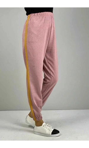 Şerit Detaylı Eşofman Altı Pudra Sarı