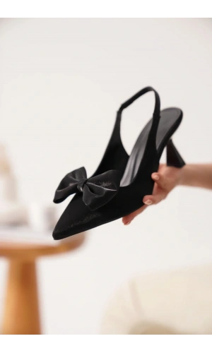 Serra Siyah Özel Malzeme Kadın Topuklu Ayakkabı