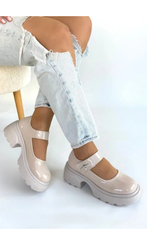 Siyat Bej Rugan Dolgu Topuk Oxford Ayakkabı