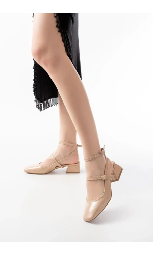 ST-003 Nut Rugan Günlük 4 cm Topuklu Bayan Ayakkabı