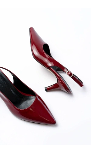 ST-1152 Bordo Rugan Günlük 7 cm Topuklu Kadın Ayakkabı