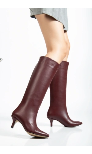 SYT-2025 Bordo Cilt  Günlük Kadın Çizme