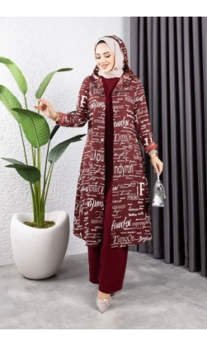 Tesettür 3 lü Takım vişne