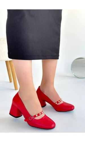 Tino Kırmızı Cilt Topuklu Ayakkabı