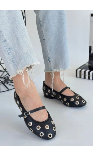 Tinta Siyah Cilt Babet Ayakkabı