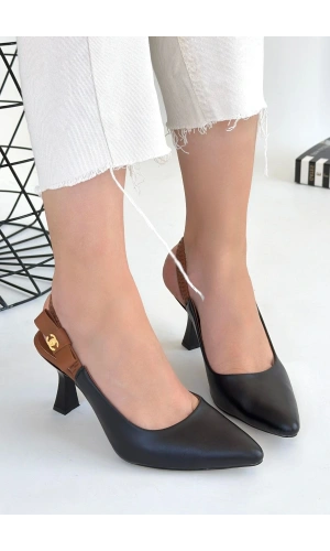 Toran Siyah Cilt Topuklu Ayakkabı