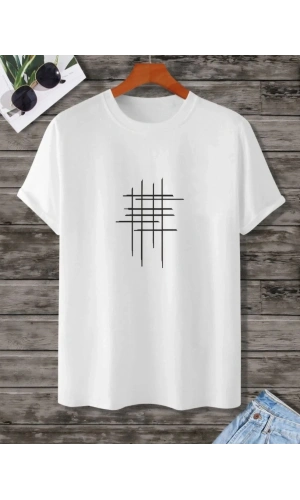 Unisex Baskılı Oversize T-Shirt - Beyaz