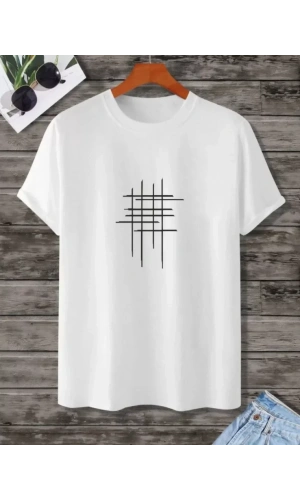 Unisex Baskılı Oversize T-Shirt - Beyaz