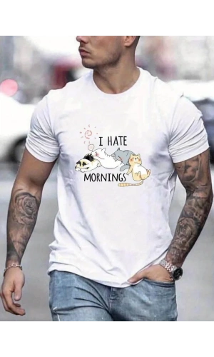 Unisex Baskılı Oversize T-Shirt - Beyaz