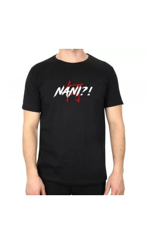 Unisex Bisiklet Yaka Baskılı Oversize T-Shirt - Siyah