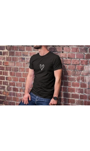 Unisex Bisiklet Yaka Baskılı Oversize T-Shirt - Siyah