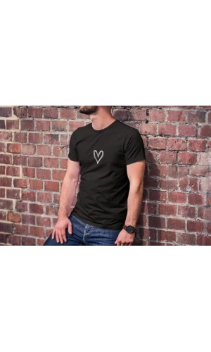 Unisex Bisiklet Yaka Baskılı Oversize T-Shirt - Siyah