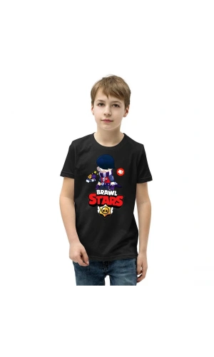 Unisex Bisiklet Yaka Kısa Kol Baskılı Çocuk T-Shirt - Siyah