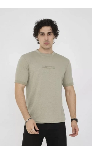 Unisex Bisiklet Yaka Slim Fit T-Shirt- Açık Yeşil