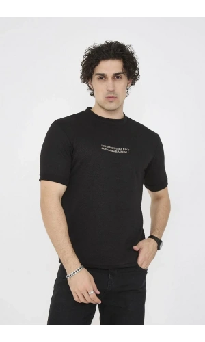 Unisex Bisiklet Yaka Slim fit T-Shirt- Siyah