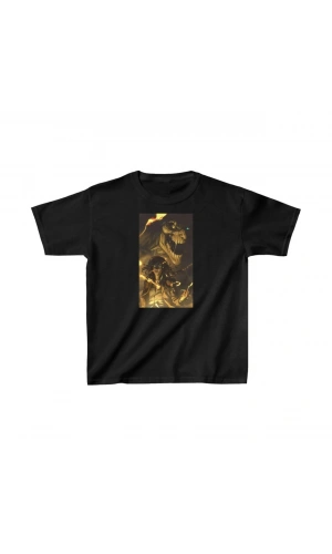 Unisex Çocuk Baskılı T-Shirt - Siyah