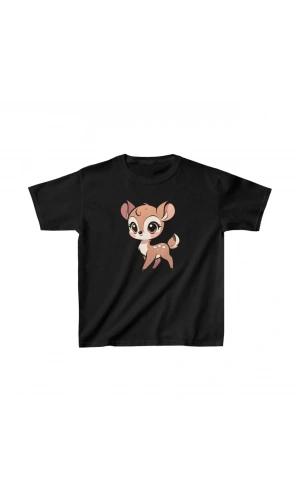 Unisex Çocuk Baskılı T-Shirt - Siyah