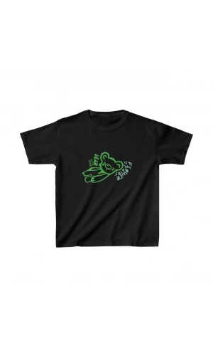 Unisex Çocuk Baskılı T-Shirt - Siyah