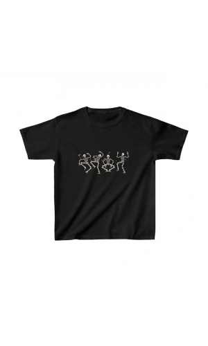 Unisex Çocuk Baskılı T-Shirt - Siyah