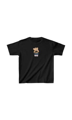 Unisex Çocuk Baskılı T-Shirt - Siyah