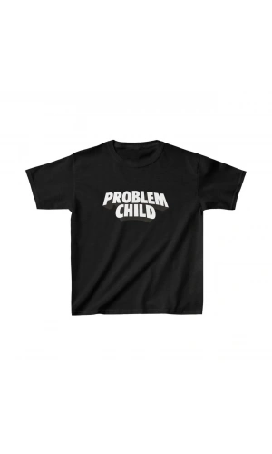 Unisex Çocuk Baskılı T-Shirt - Siyah