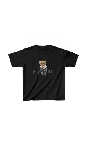 Unisex Çocuk Baskılı T-Shirt - Siyah