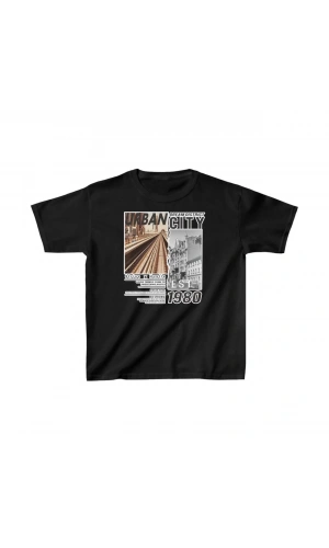 Unisex Çocuk Baskılı T-Shirt - Siyah