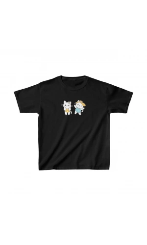 Unisex Çocuk Baskılı T-Shirt - Siyah