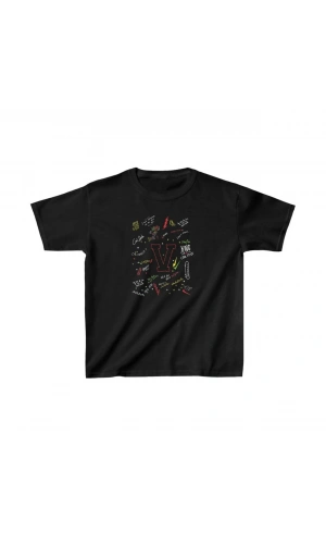 Unisex Çocuk Baskılı T-Shirt - Siyah