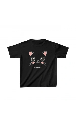 Unisex Çocuk Baskılı T-Shirt - Siyah