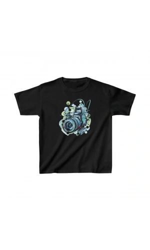 Unisex Çocuk Baskılı T-Shirt - Siyah