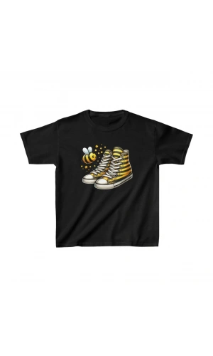 Unisex Çocuk Baskılı T-Shirt - Siyah