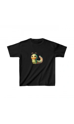 Unisex Çocuk Baskılı T-Shirt - Siyah