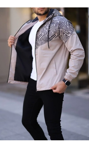 Unisex Kapüşonlu İçi Astarlı Yağmurluk - Bej