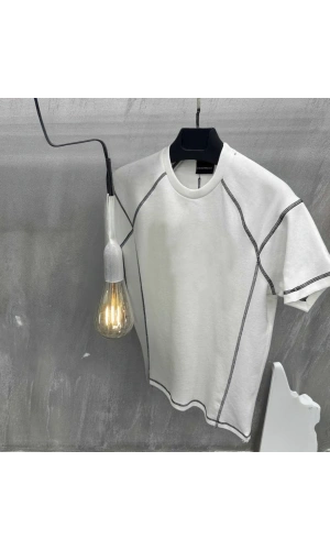 Unisex Karoyaka Dikişli Oversize T-Shirt - Beyaz