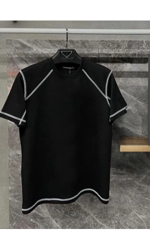 Unisex Karoyaka Dikişli Oversize T-Shirt - Siyah