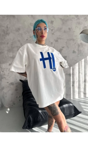 Unisex Nakış İşlemeli T-Shirt - Beyaz