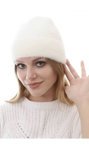 Unisex Tam Kalıp İnce Sakallı Triko Bere - Beyaz