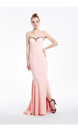 Uzun Pudra Abiye Elbise