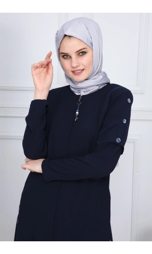 Yanları Boncuk detaylı ferace MDC2151 Lacivert