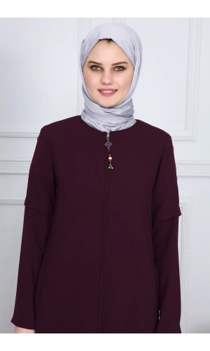 Yanları Boncuk detaylı ferace MDC2151 Mor