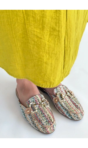 Yenda Renkli Dokumalı Terlik