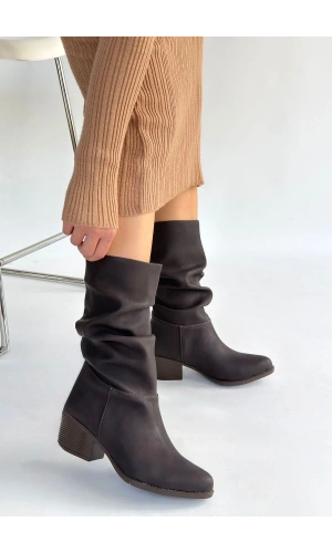 Yior Kahverengi Nubuk Topuklu Bot