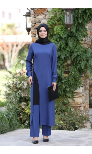 Yırtmaç Detaylı Takım mdc 1133 İndigo