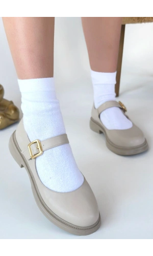 Yokox Bej Cilt Oxford Ayakkabı