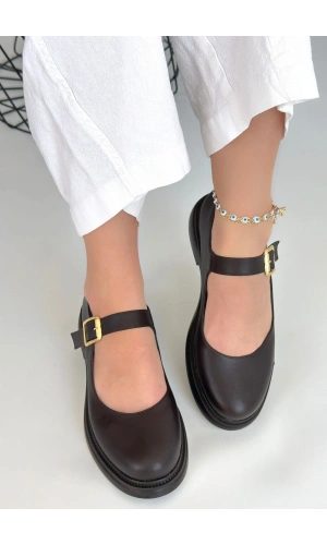 Yokox Kahverengi Cilt Oxford Ayakkabı