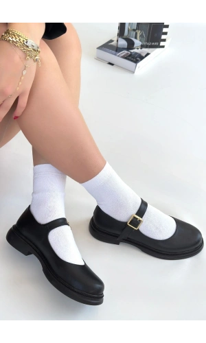 Yokox Siyah Cilt Oxford Ayakkabı