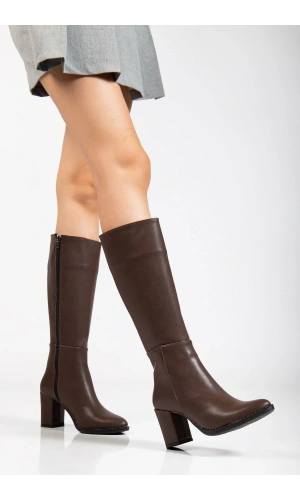 YSN-4422 Kahve Topuklu Kadın Çizme