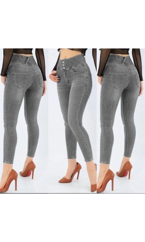 Yüksek Bel Likralı Jean Pantolon 90 Cm